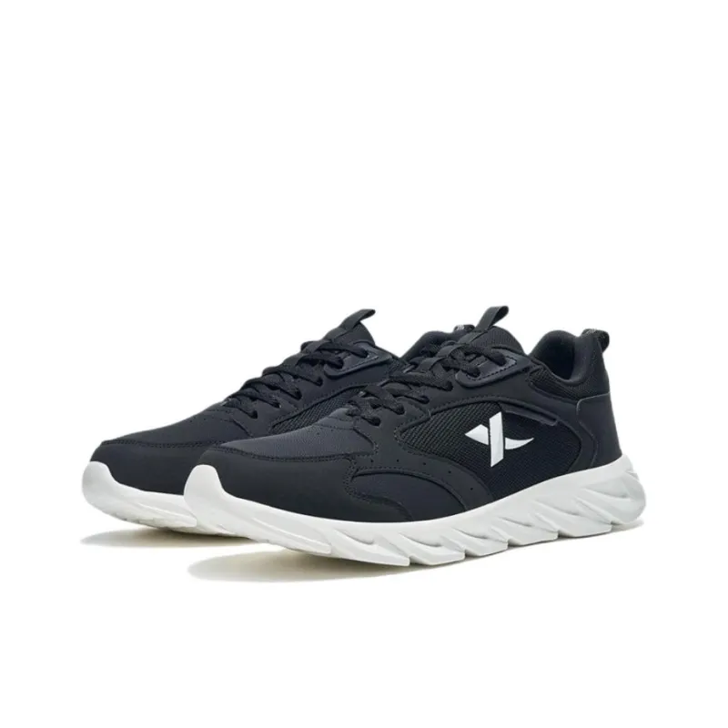 XTEP Cushioning Anti Slip Wear Resistant Breathability Low Top Running Shoes Men's Black White-1