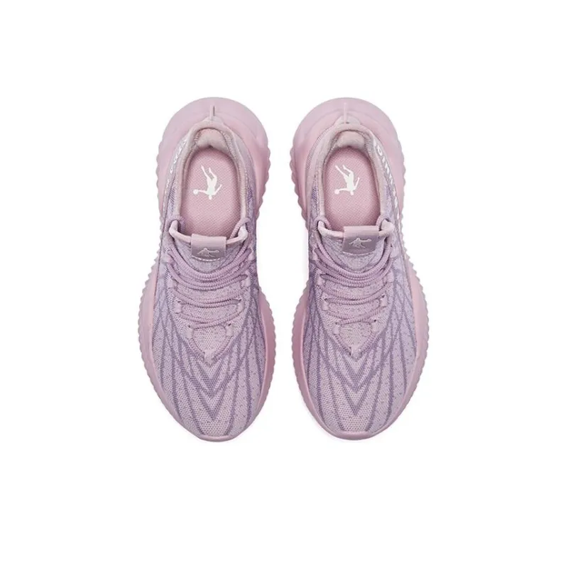 QIAODAN Shock Absorbers With Slip Resistant And Abrasion Resistant Properties Low Top Running Shoes Women's Lilac Pink-3