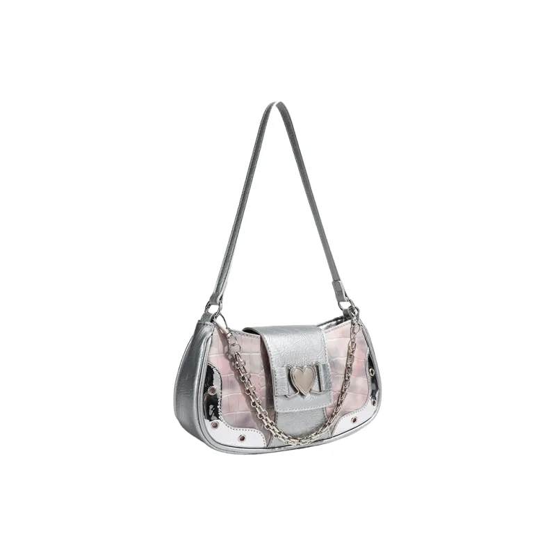 Carksky PU Crossbody One Shoulder Handbag Regular Women's Silver/Black-1