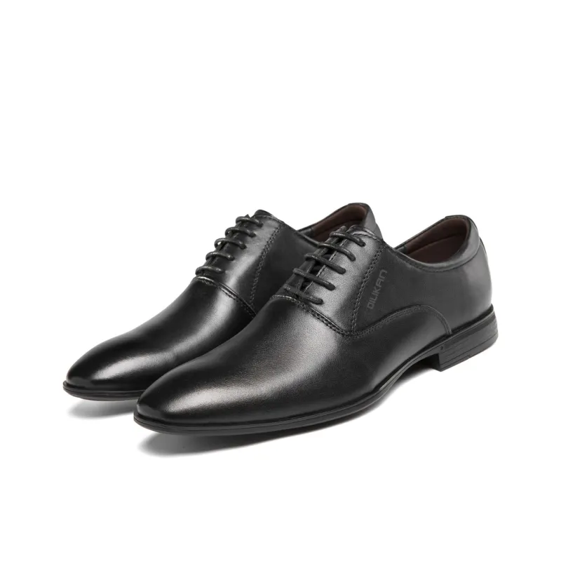 DILIKAN Dress Shoes Men Low Top Black/White/Brown-4
