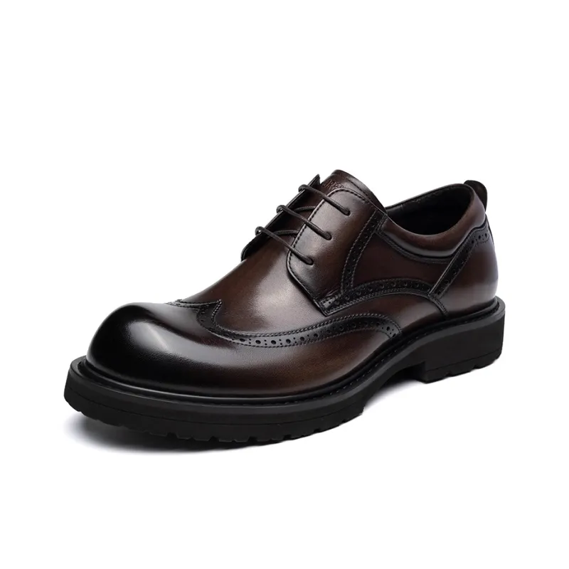 LAORENTOU Men's Casual Shoes Men Low Top Black/Dark Coffee-6