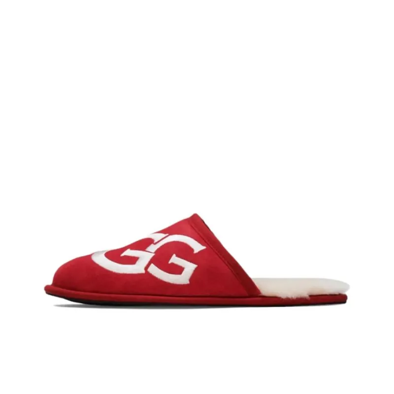 UGG Scuff Logo Slipper Samba Red Cream-0