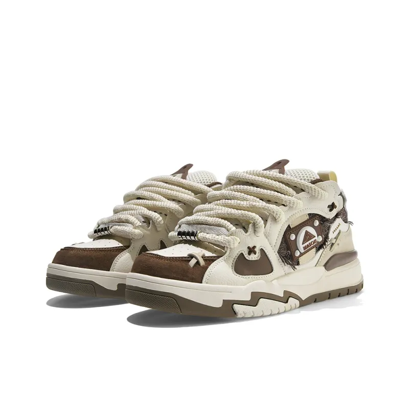 Masongarments Wear-resistant And Lightweight Low-Top Skateboard Shoes Unisex Misty Brown White-1
