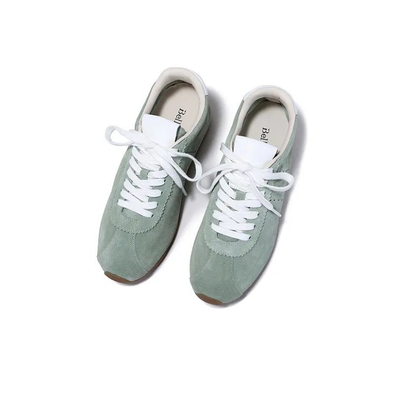 BELLALILY Low-Top Casual Shoes 1cm Women's Green Apricot Light Blue Dusty Pink-5
