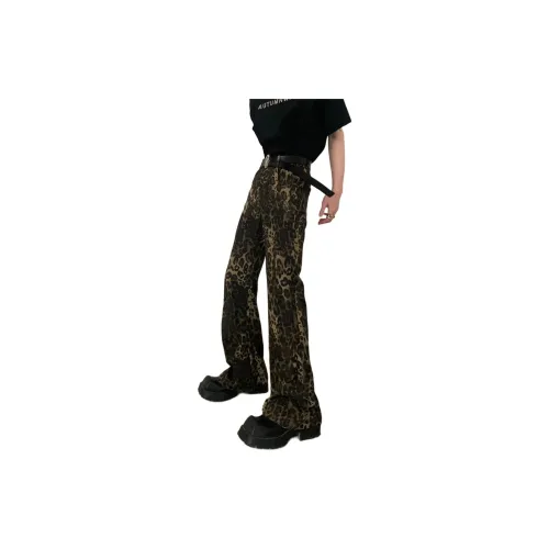 KIRHNE Jeans Unisex Leopard Black