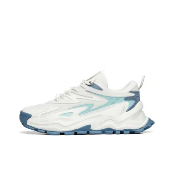 Anta Wear Resistant Cushioning Slip Resistant Low Top Chunky Sneakers Men's White Cyan