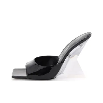 The Attico Cheope Glossy Wedge Square-Toe Mules Women's