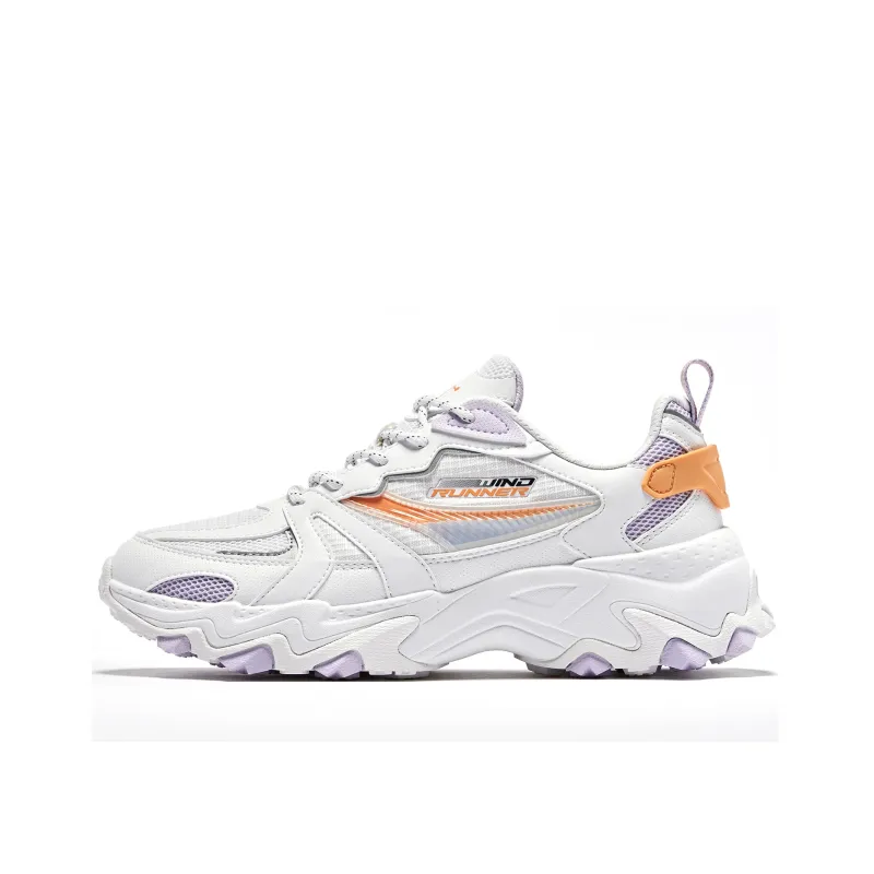 QIAODAN Cushioning, Wear Resistant Low Top Running Shoes Women's White Purple-0