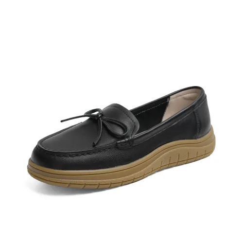 RED DRAGONFLY Gommino Loafers Small Leather Shoes Slip on Unlined Shoes Women's Black/Beige/Apricot