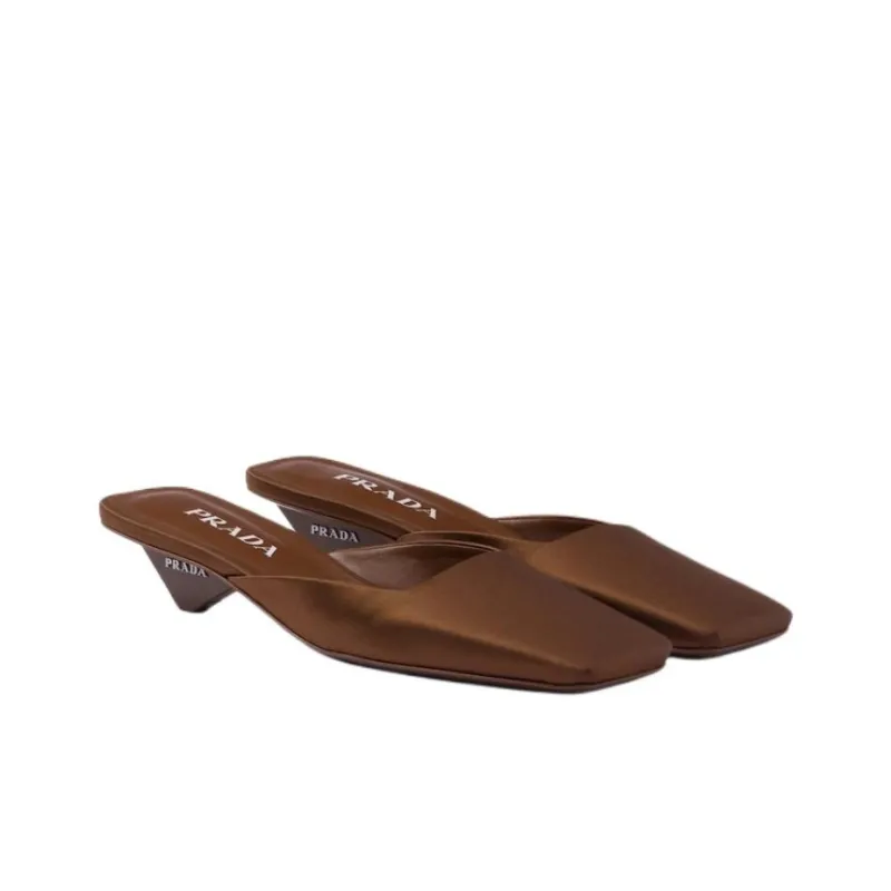 PRADA Square-toe Satin Mules-2