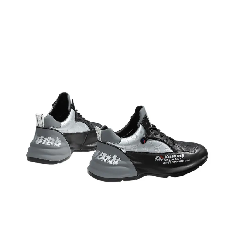 Kolumb Thermal Moisture Wicking Slip Resistant Mid Top Casual Shoes Men's Black Silver Gray-5