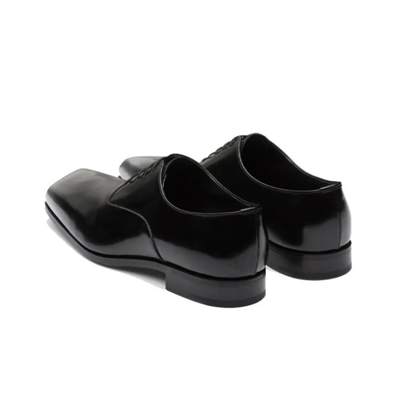 PRADA Casual Leather Shoes Men's Black Silver-4