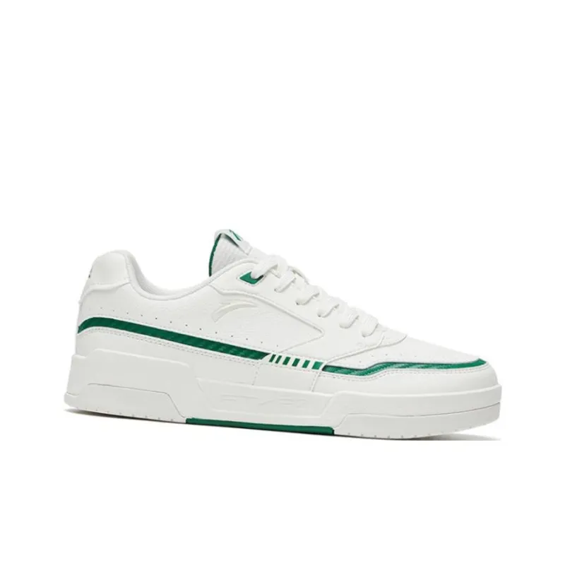 Anta Slip Resistant Cushioning Abrasion Resistant Low Top Skateboard Shoes Men's Ivory White Turquoise-1