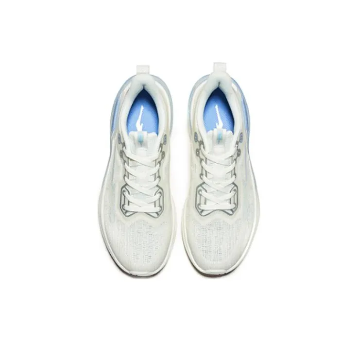 Erke Cushioning Anti Slip And Wear Resistant Low Top Running Shoes Women's Microcrystal White Blue Purple Wisteria-4