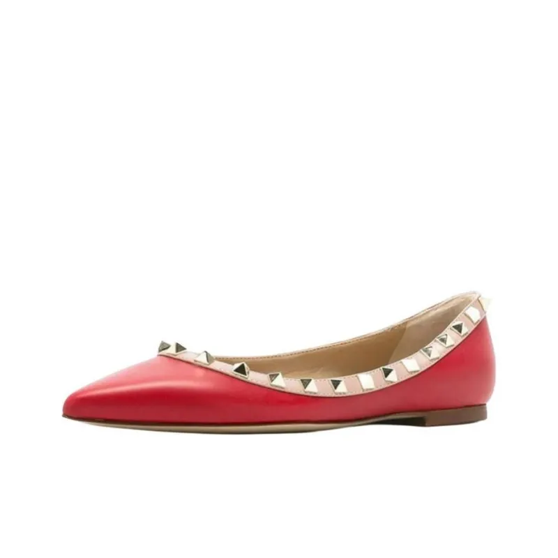 Valentino Rockstud GARAVANI Casual Single Shoes Women's Red-2