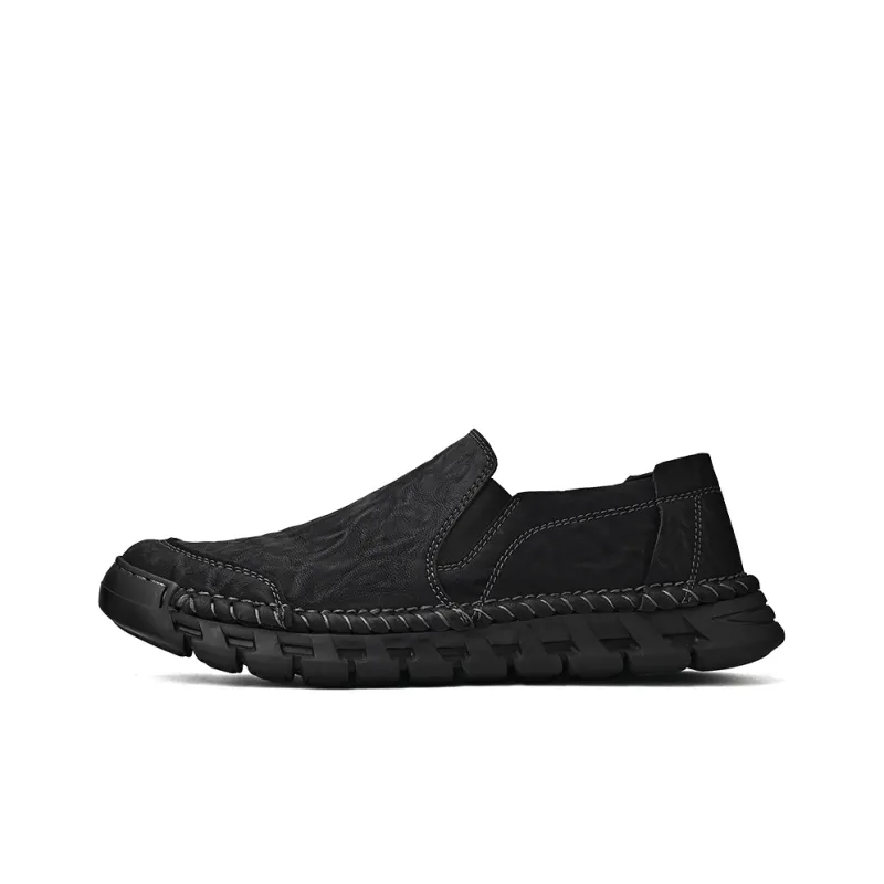 Laoks Men's Casual Shoes Men Low Top Black/Brown-1