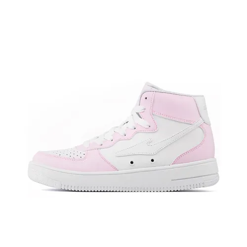 Erke Skateboard Shoes Women's High-Top Pure White/North Pole Pink