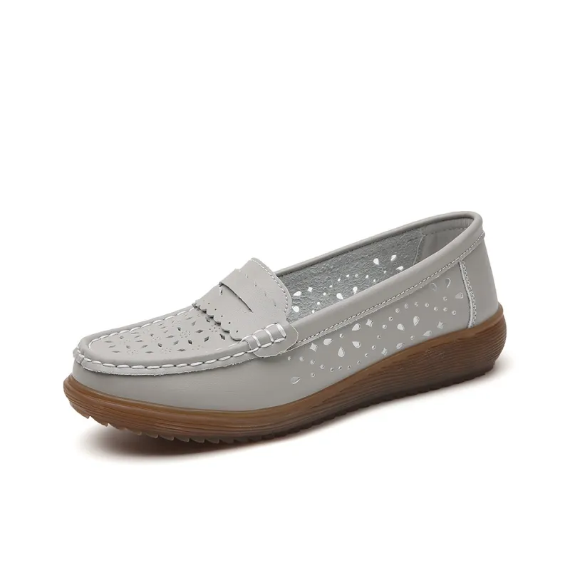 Reivantix Gommino Loafers Women's Beige/Gray/Black/White-0