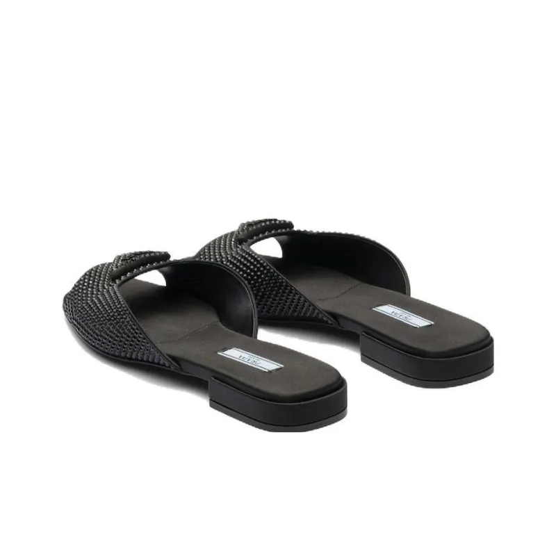 PRADA Rubber Sole Slip Resistant Slide Slippers Women's Black-3