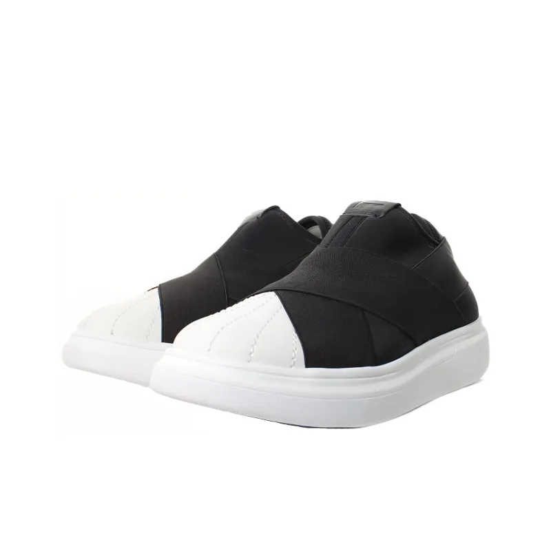 FESSURA Low-Top Skateboard Shoes Unisex Black White-2
