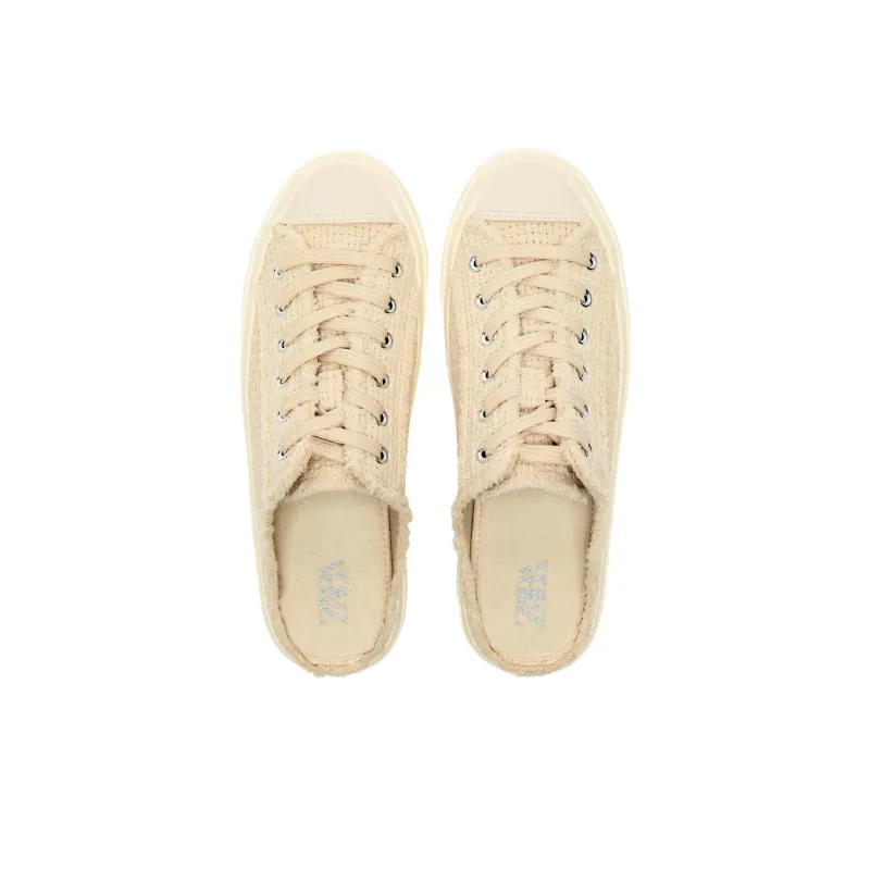 ZARA Quiet Wrap-toe Slippers Women's Light Beige Yellow-2