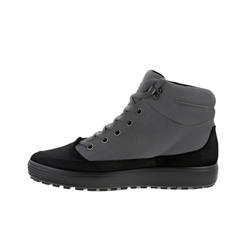Ecco Soft And Cool Size 7 Winter II Collection Slip Resistant High Top Casual Athletic Shoes Men's Black Gray Color-0