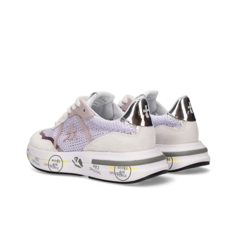 PREMIATA Cushioning Breathable Low-Top Casual Shoes Women's Gray White Pink-4