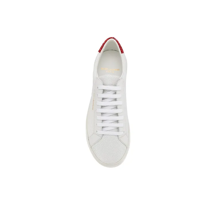 SAINT LAURENT Low Top Stylish Skateboarding Shoes Women's White Red-4