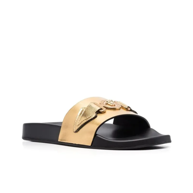 VERSACE Medusa Slide Slippers Women's Black Gold-2