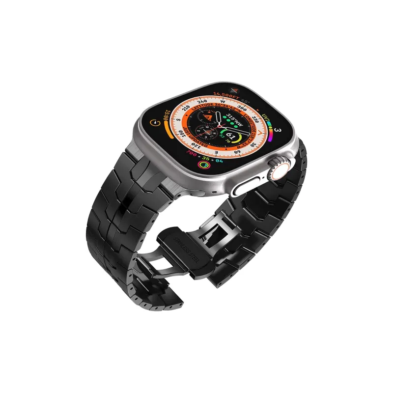 FZRT Watch Bands Stainless Steel Metal Iron Man Butterfly Clasp Strap Unisex-5