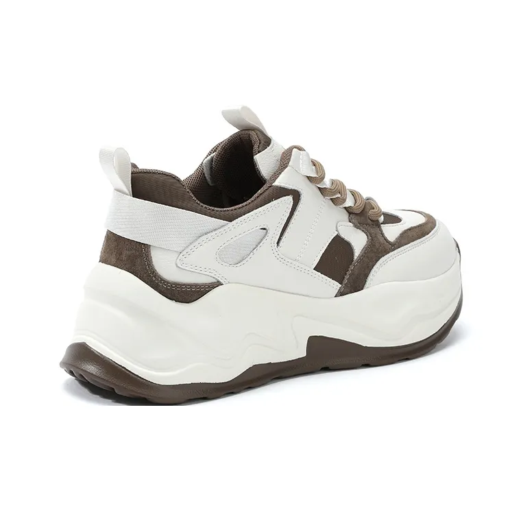 FLOSSIE Chunky Sneakers Women's Low Top Black/Beige Khaki-7
