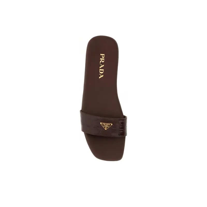 PRADA Slide Slippers Women's Brown-3