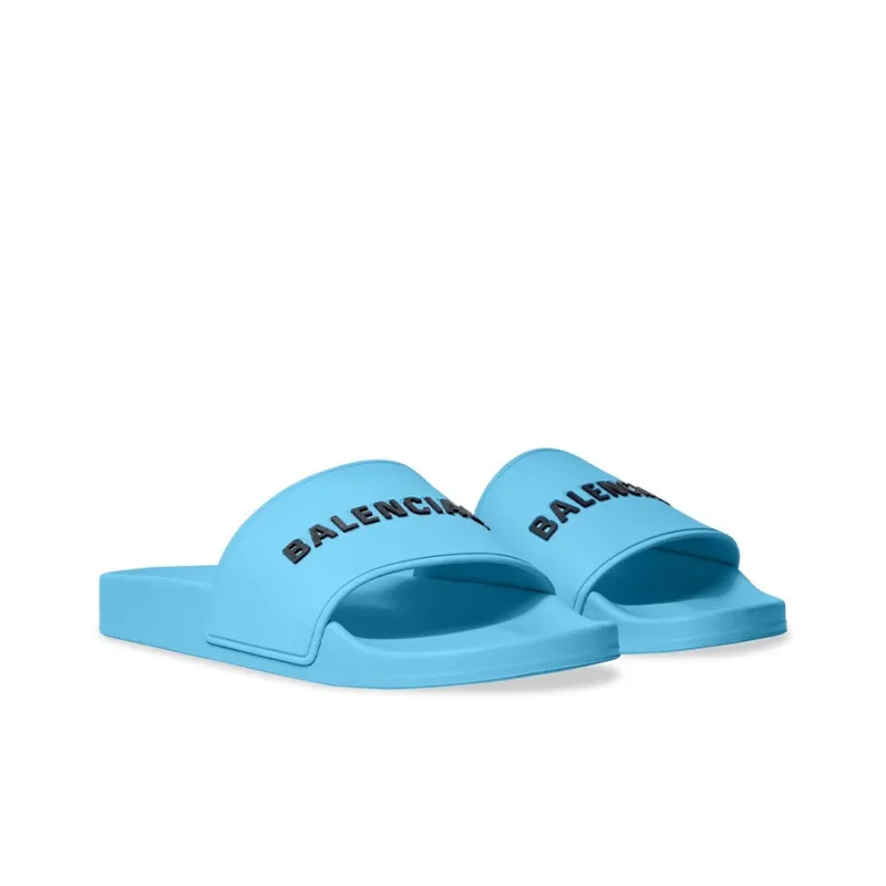Balenciaga Pool Slides 'Light Blue And Black Rubber'-2