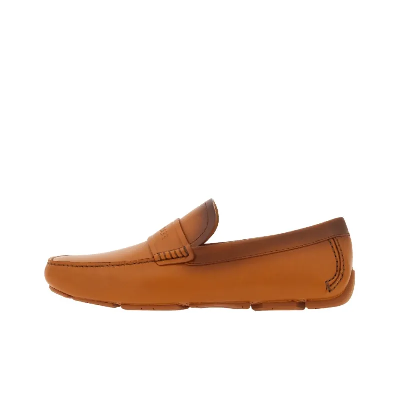 FERRAGAMO Engraved-logo Leather Saddle Moccasins-0