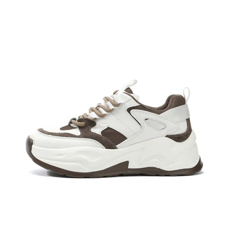 FLOSSIE Chunky Sneakers Women's Low Top Black/Beige Khaki-5
