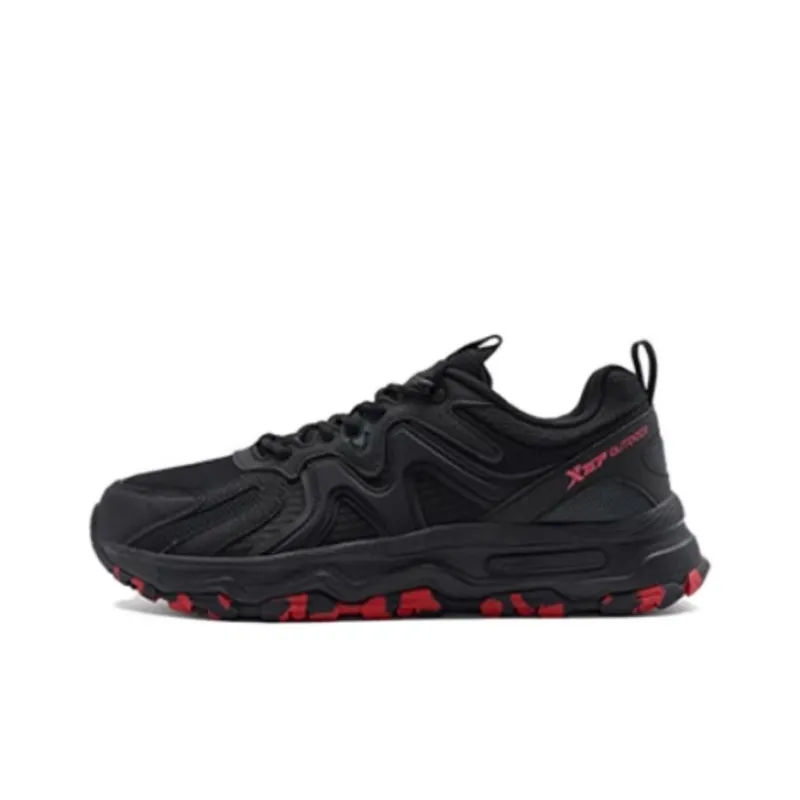 XTEP Anti Slip Wear Resistant Low Top Mountaineering & Hiking Shoes Men's Black Red-0