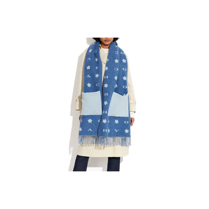 COACH Knit Scarves Women's Blue-1