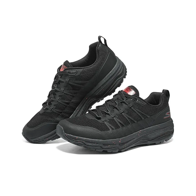 Skechers Breathable Low Top Running Shoes Men's Black-3