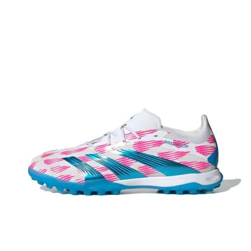 Adidas PREDATOR ELITE Soccer Shoes Unisex Low-Top White/Solar Blue/Neon Pink