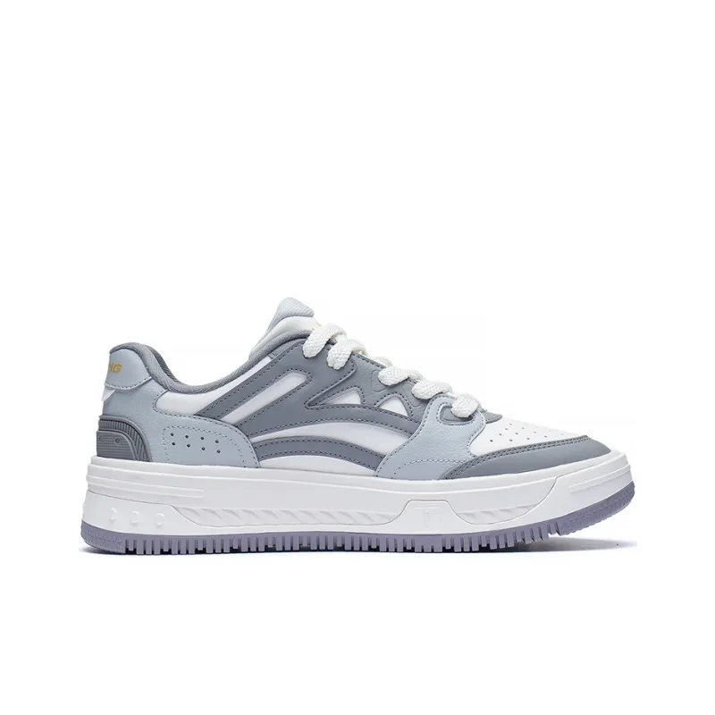 LiNing Floating Slip Resistant Shock Absorbers Low Top Skateboard Shoes Men's Microcrystalline Gray-1