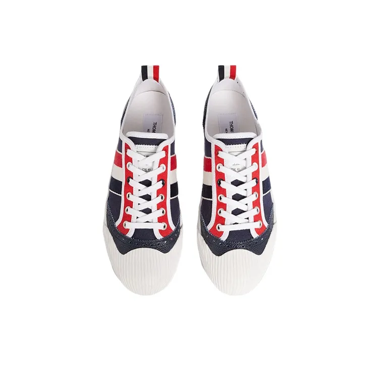 THOM BROWNE· Low Top Stylish Skateboarding Shoes Women's White Blue Red-2