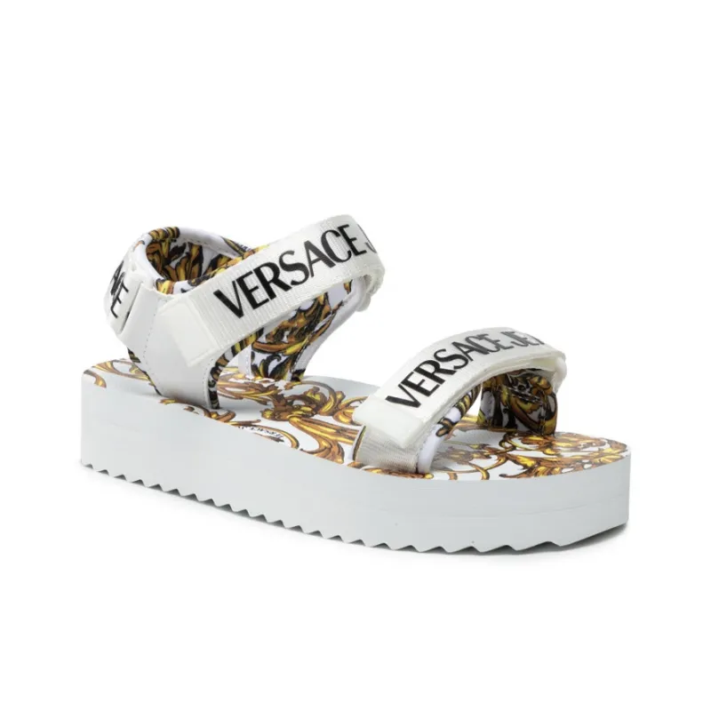 Versace Women's Garland Logo Platform Sandal 'Baroque Print - White'-1