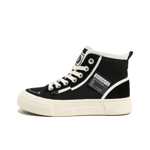 HUANQIU Canvas Shoes Women's High-Top Black