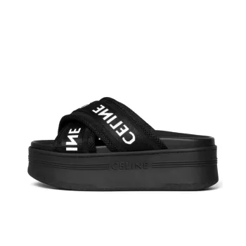 CELINE Abrasion Resistant Slide Slippers Women's Black