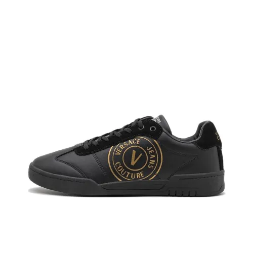 VERSACE JEANS Skateboard Shoes Men Low-Top Black/Gold