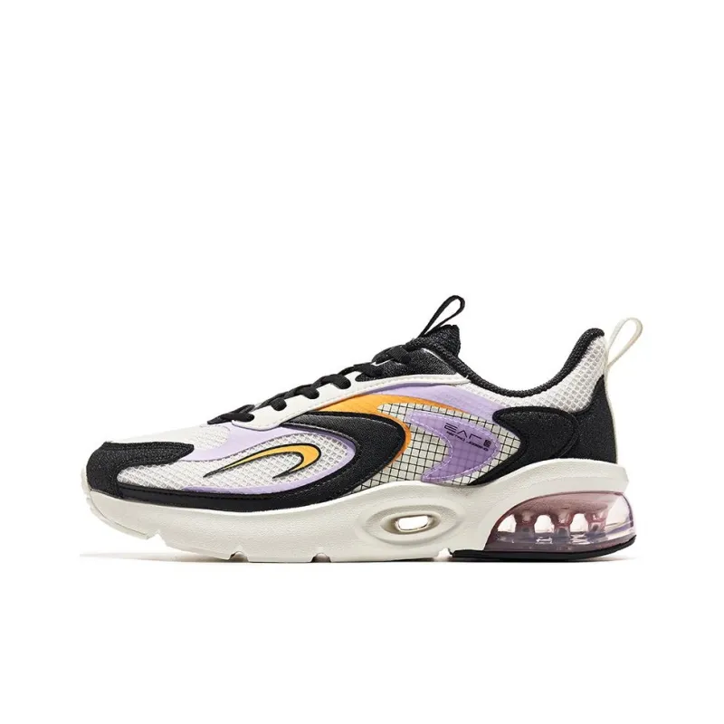 Erke Cushioning Anti Slip And Wear Resistant Low Top Running Shoes Women's White Black Purple-0