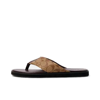 COACH Rubber Sole Quick Dry Flip Flops Men's Brown