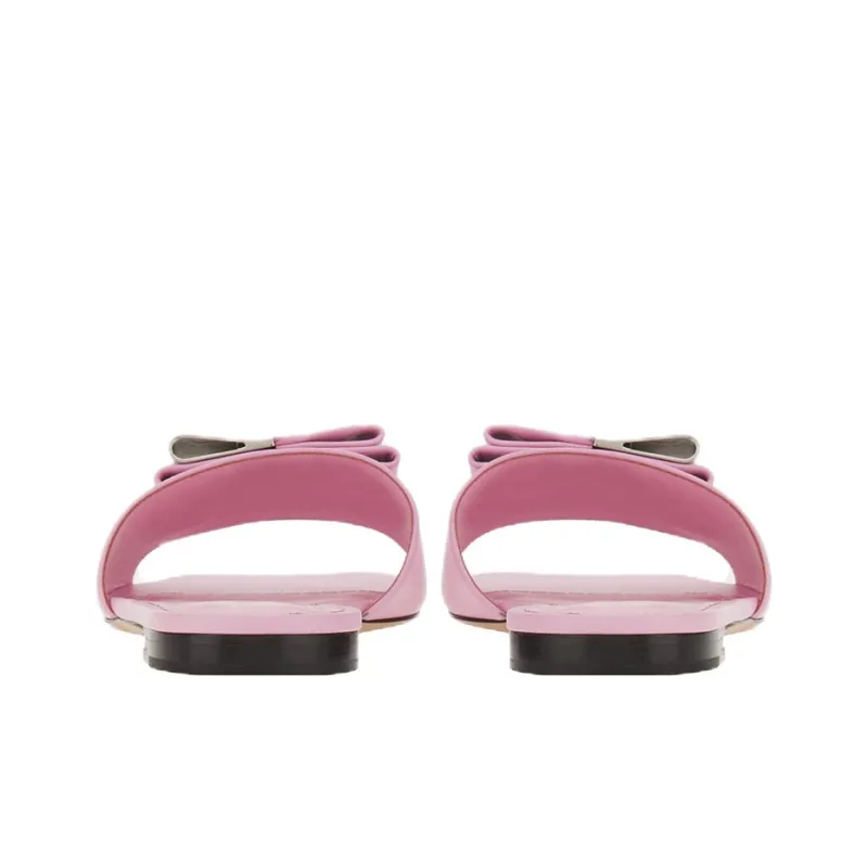 FERRAGAMO Double-bow Leather Slides-4