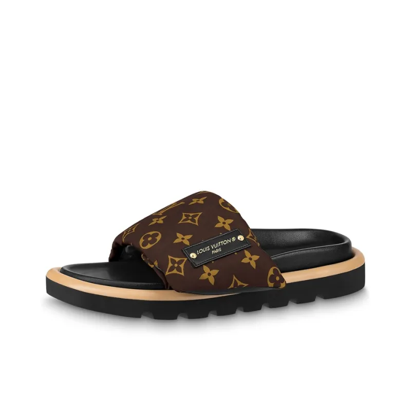 LOUIS VUITTON Pool Pillow Comfort Slide Slippers Women's Brown-0