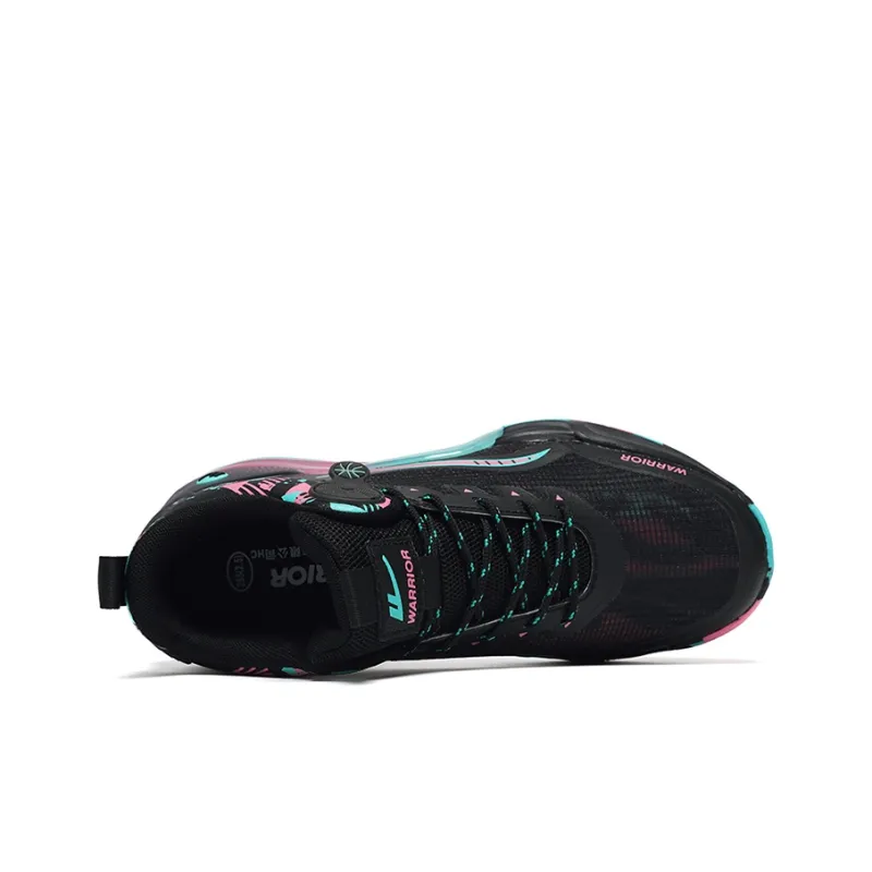 Warrior Mid Top Vintage Basketball Shoes Unisex Black Rose Red-3